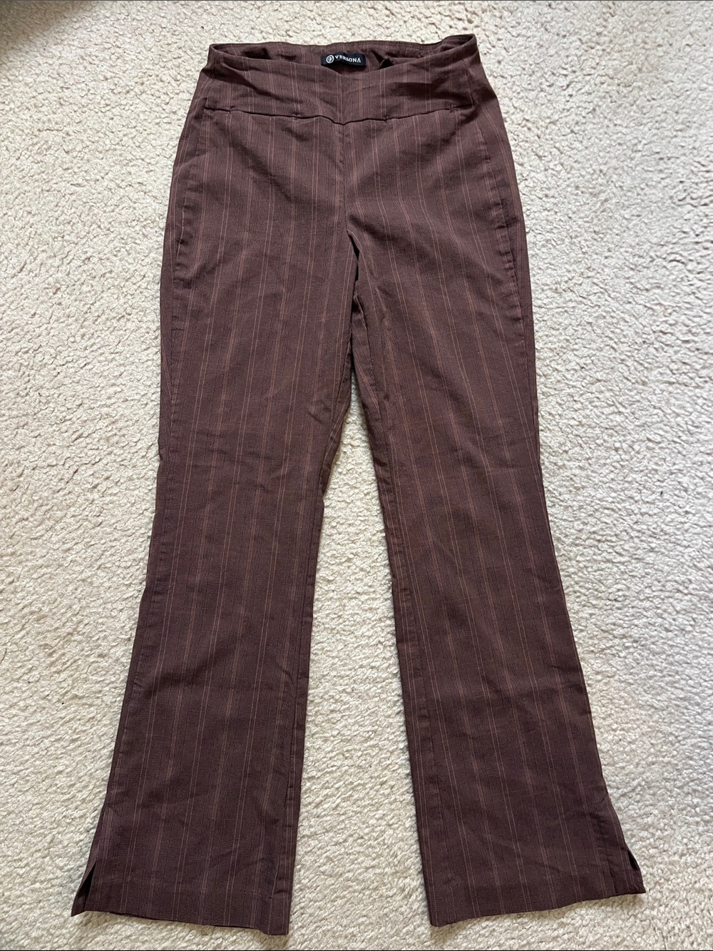 Versona Brown Pinstripe Bootcut Pants